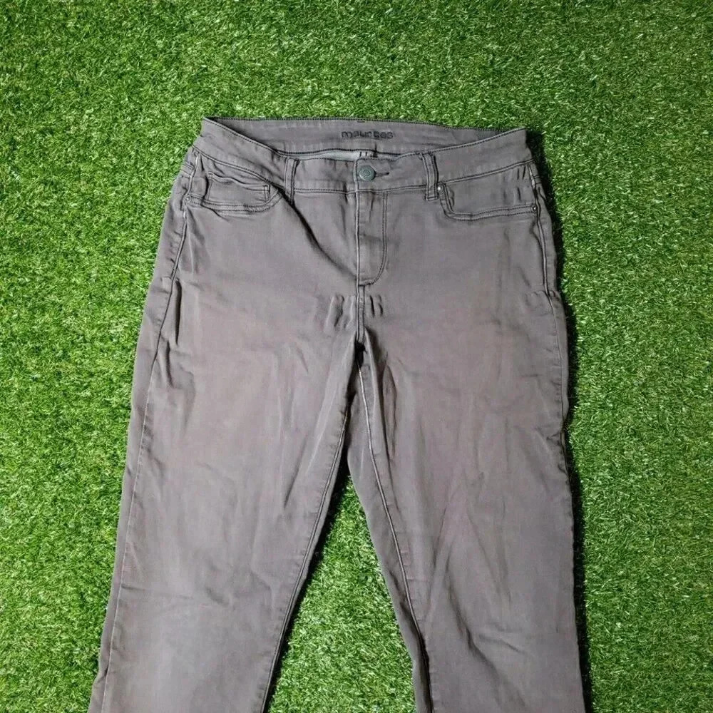 Maurices Womens Size L - R Maroon Gray Skinny Denim Jeans - Picture 3 of 9